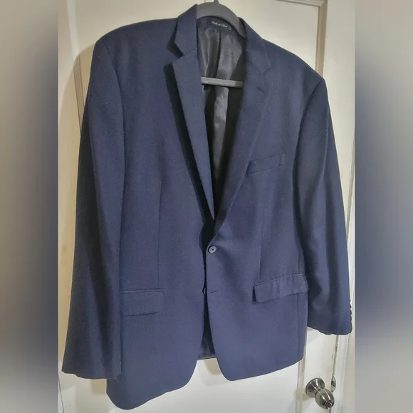 Calvin Klein Blazer Mens Blue Size 42R Herringbone Pattern - Picture 1 of 8